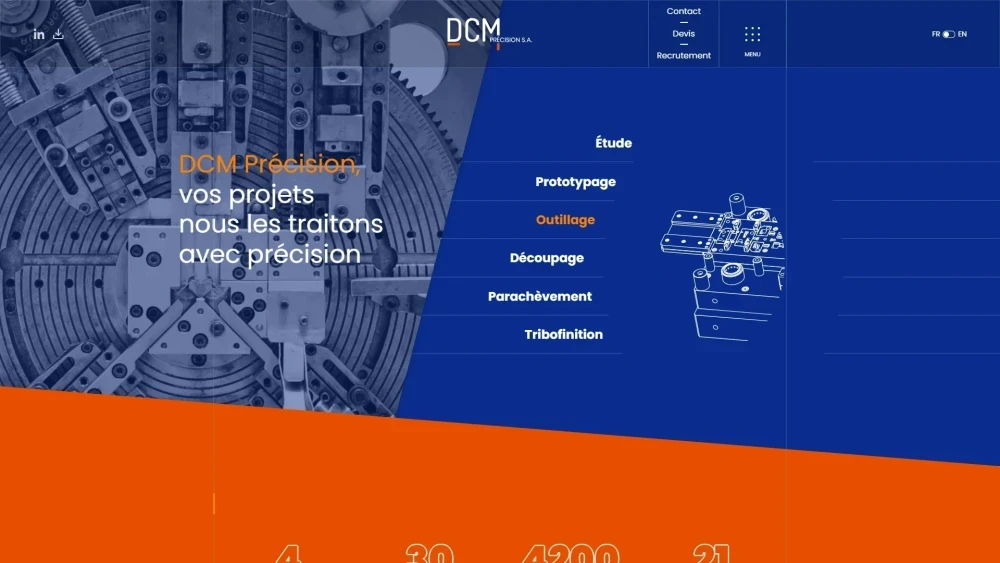 Site web : DCM Précision, Outillage
