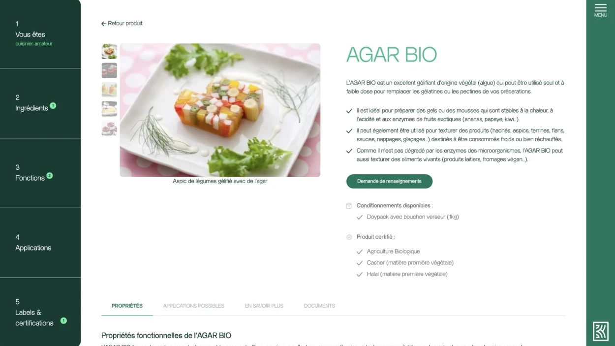 Site web : Kalys, Farines de konjac
