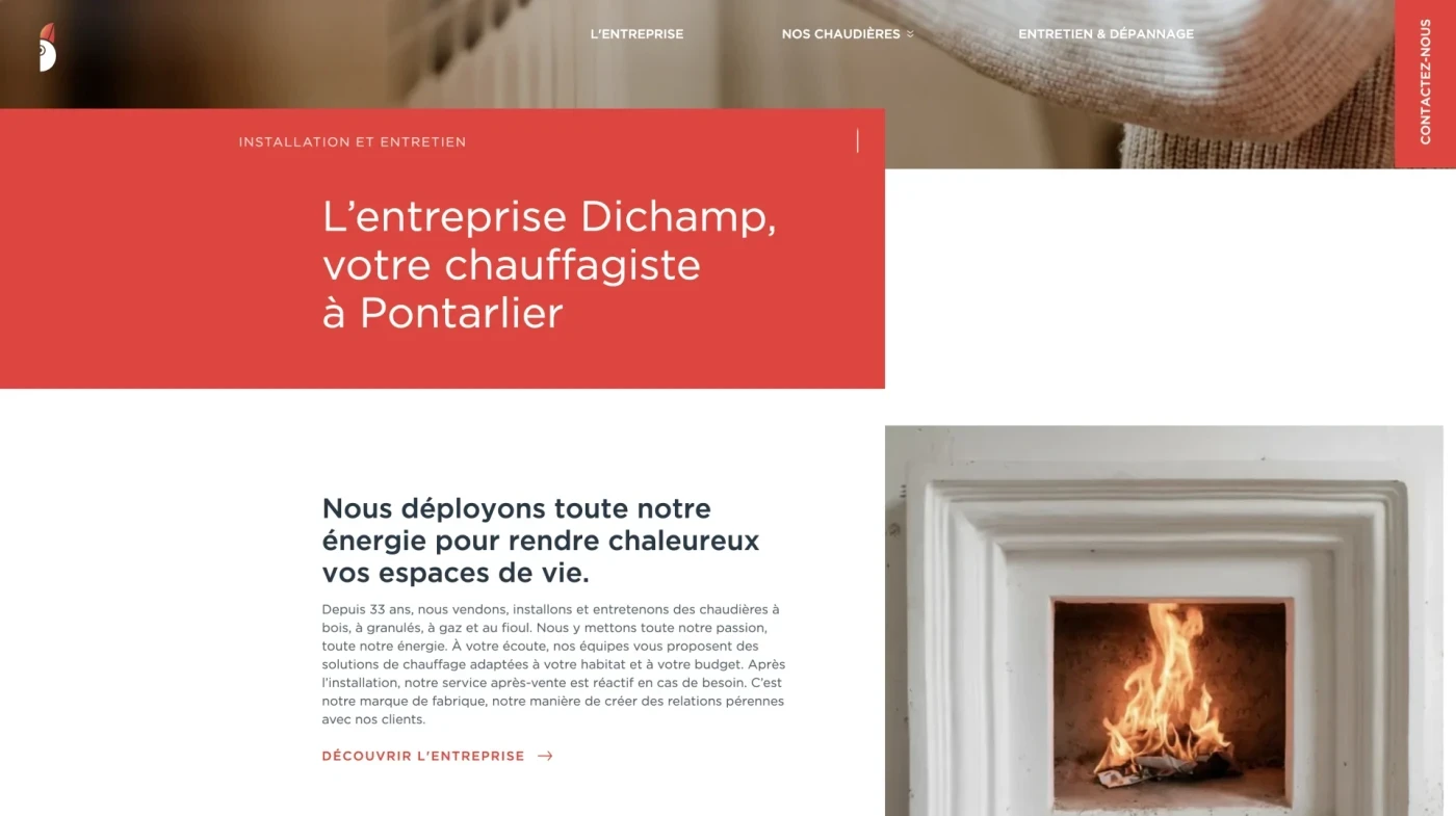 Site web : Dichamp, Chauffagiste