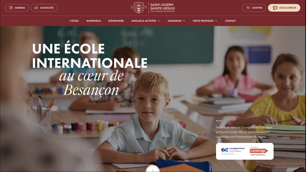 Site web : École Saint-Joseph Sainte-Ursule, Une école internationale au cœur de Besançon