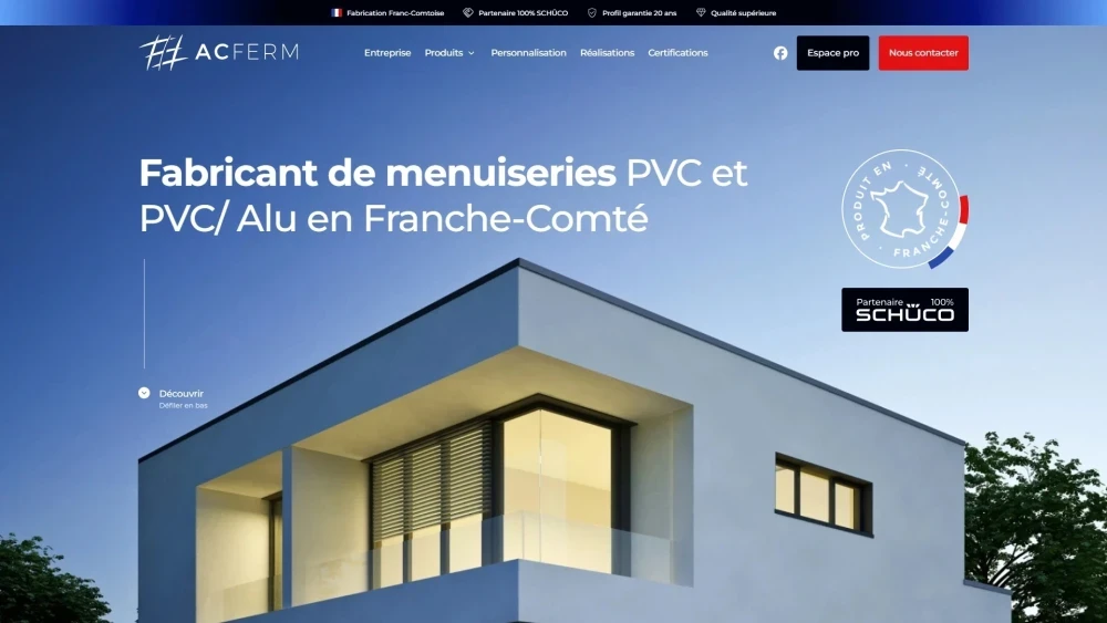 Site web : AC Ferm, Fabricant de menuiseries