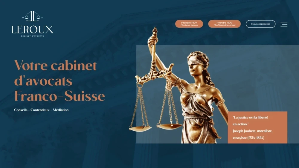 Site web : Leroux, Cabinet d'avocats Franco-Suisse