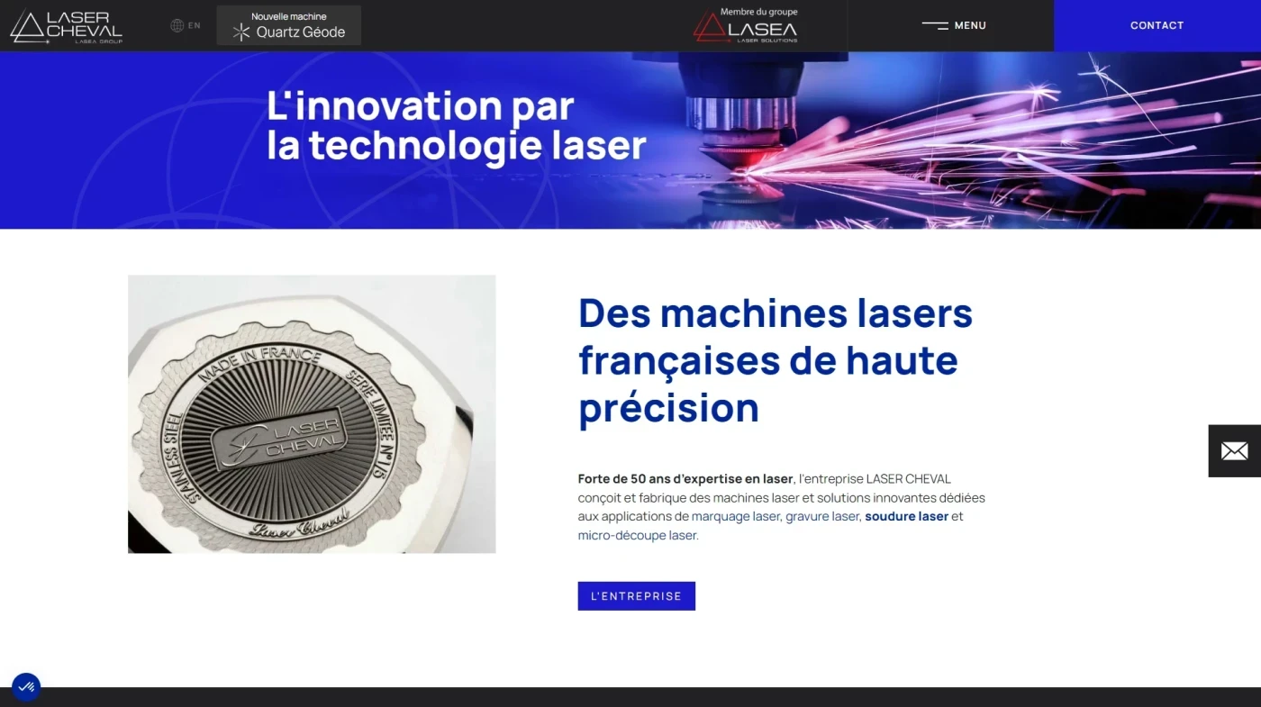 Site web : Laser Cheval, Technologie laser
