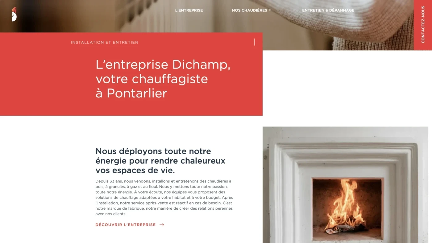 Site web : Dichamp, Chauffagiste