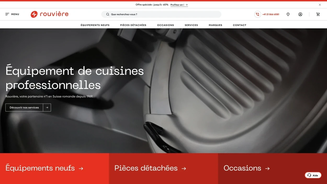 Site web : Rouvière, Équipement de cuisines professionnelles
