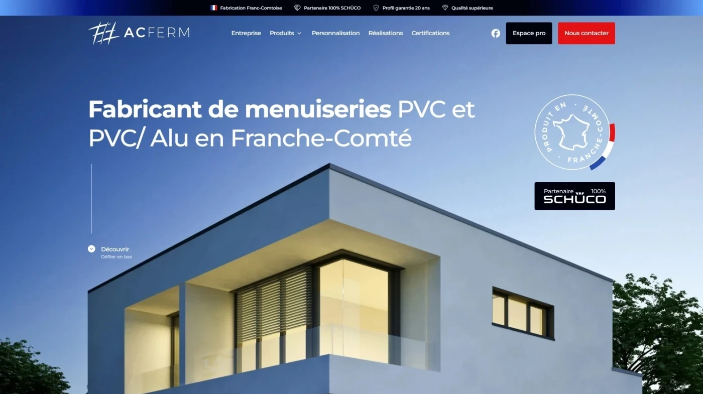 Site web : AC Ferm, Fabricant de menuiseries